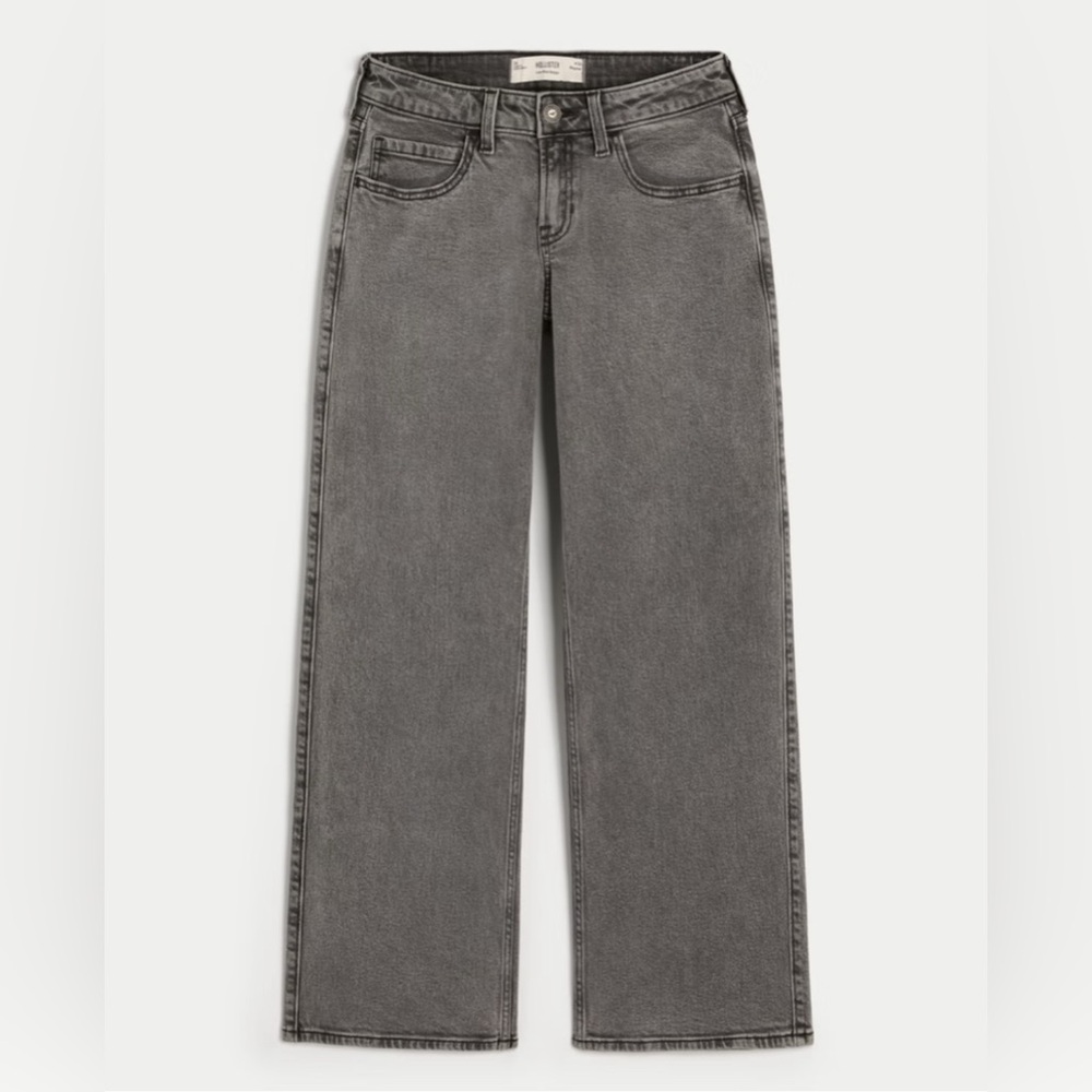 Hollister Low-Rise Washed Grey Baggy Jeans Size 10 Long, 30 Excellent condition